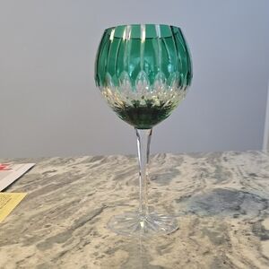 Elegant Green Crystal Wine Glass Castille Alberga by Ajka